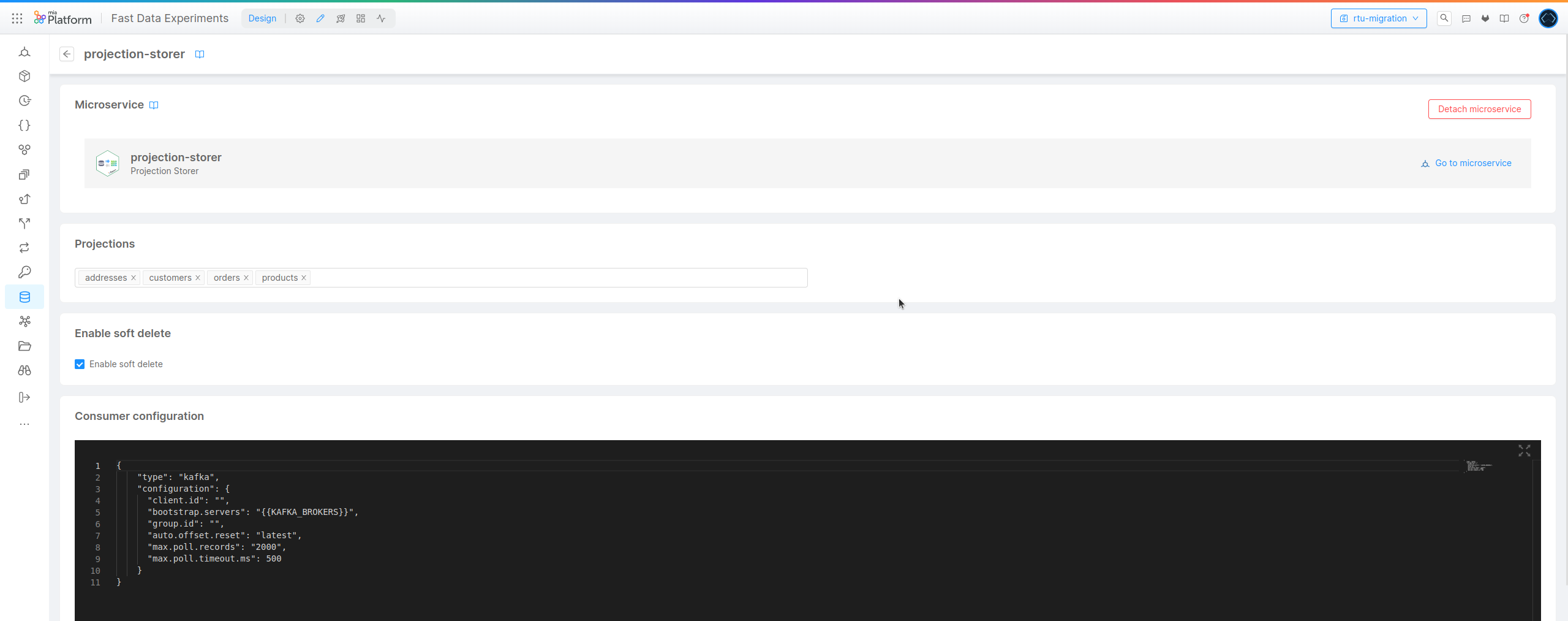 Configure Projection Storer