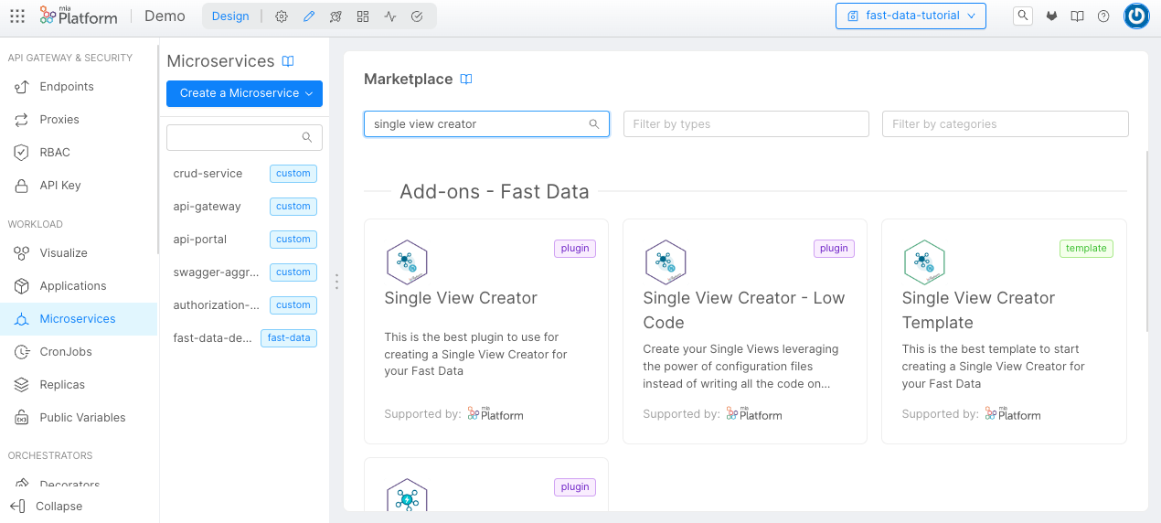 Marketplace and Single View Creator