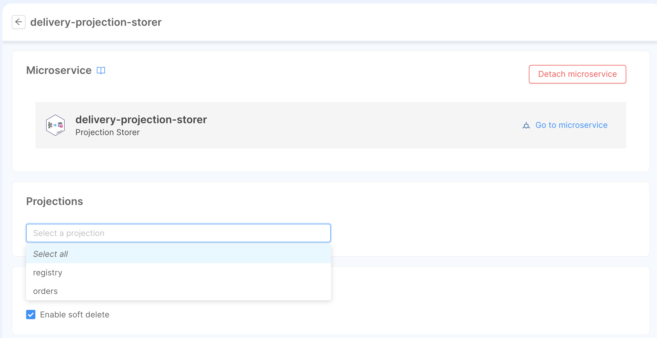 Link Projection to SoR Microservice