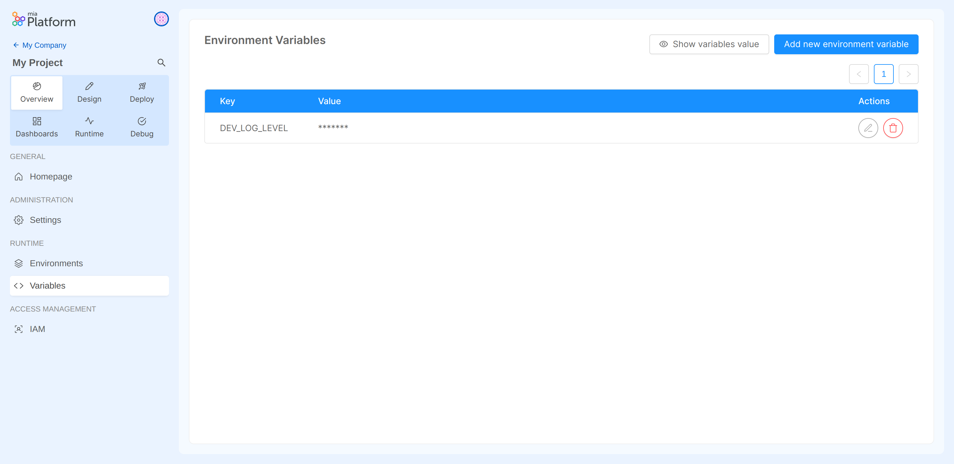 add environment | secreted vars