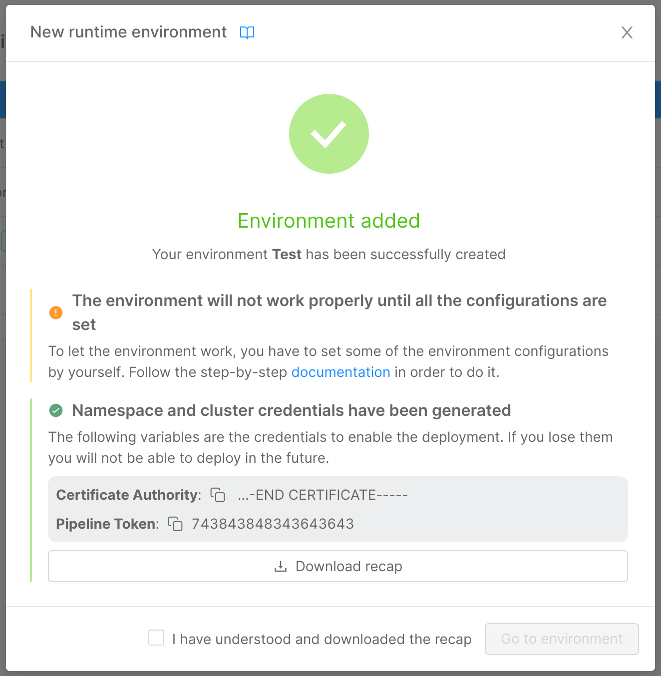 add environment success