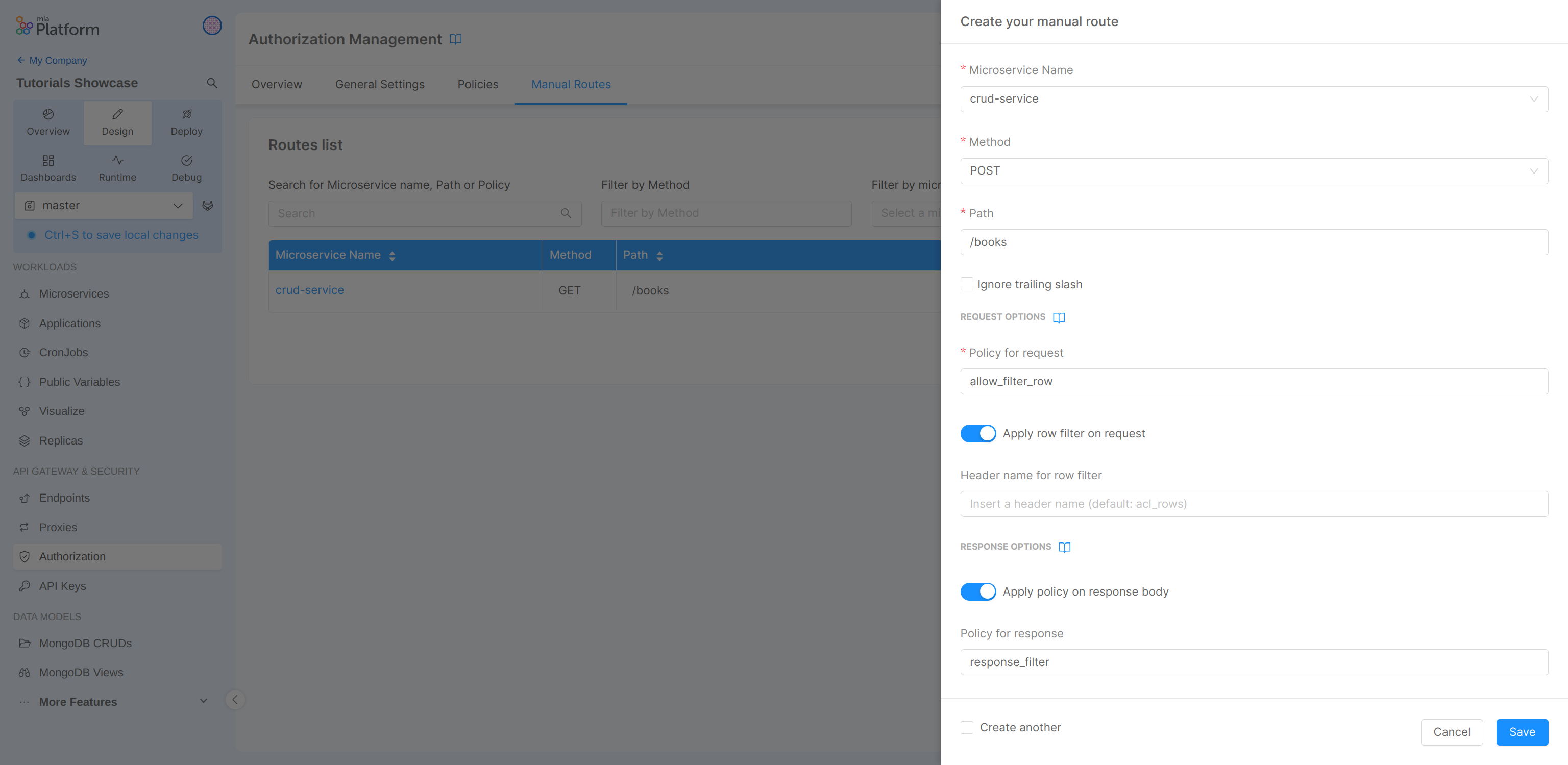 RBAC enable response filter