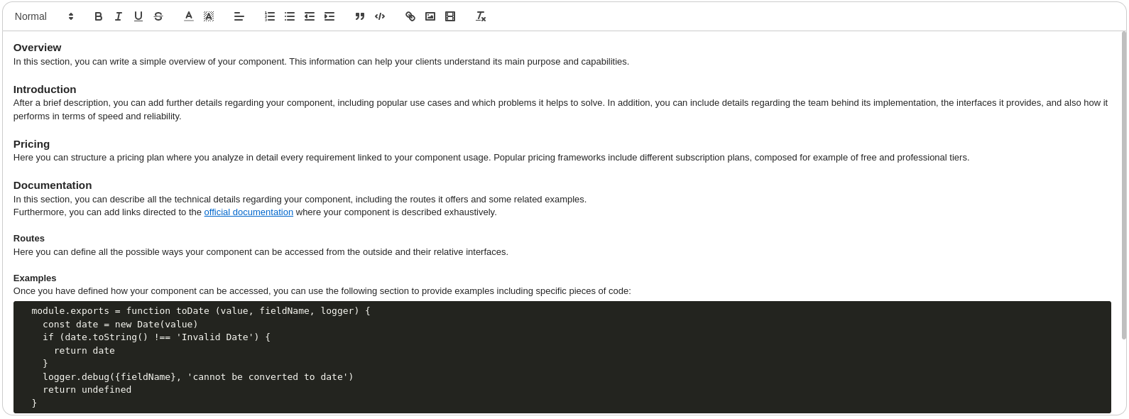 backoffice components template