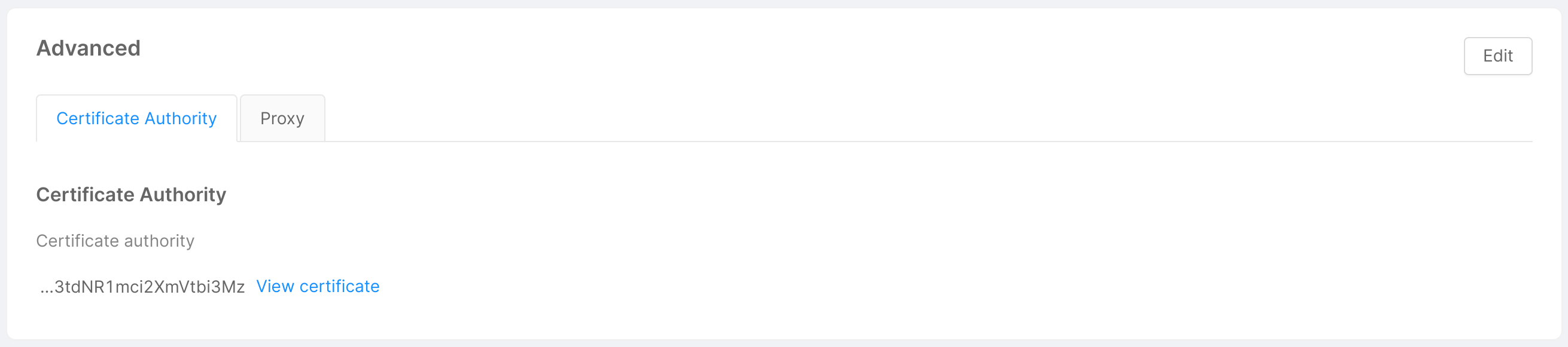 Cluster advanced certificate