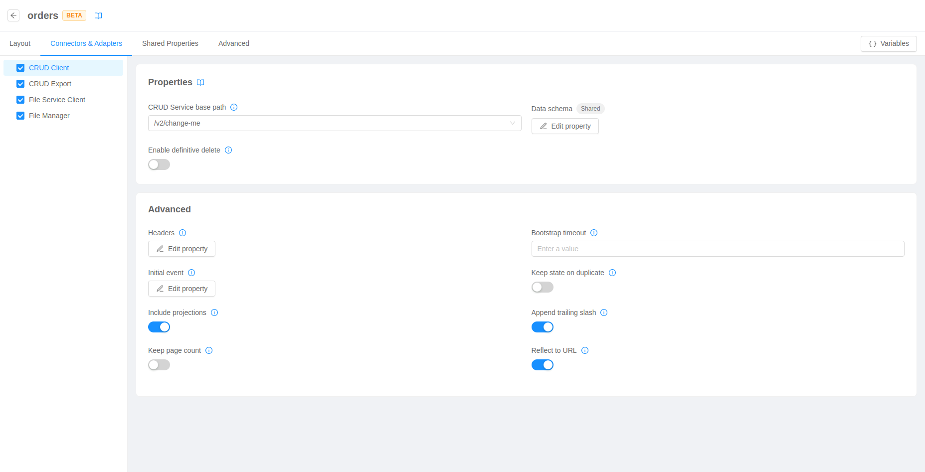 Compose page connectors &amp; adapters tab