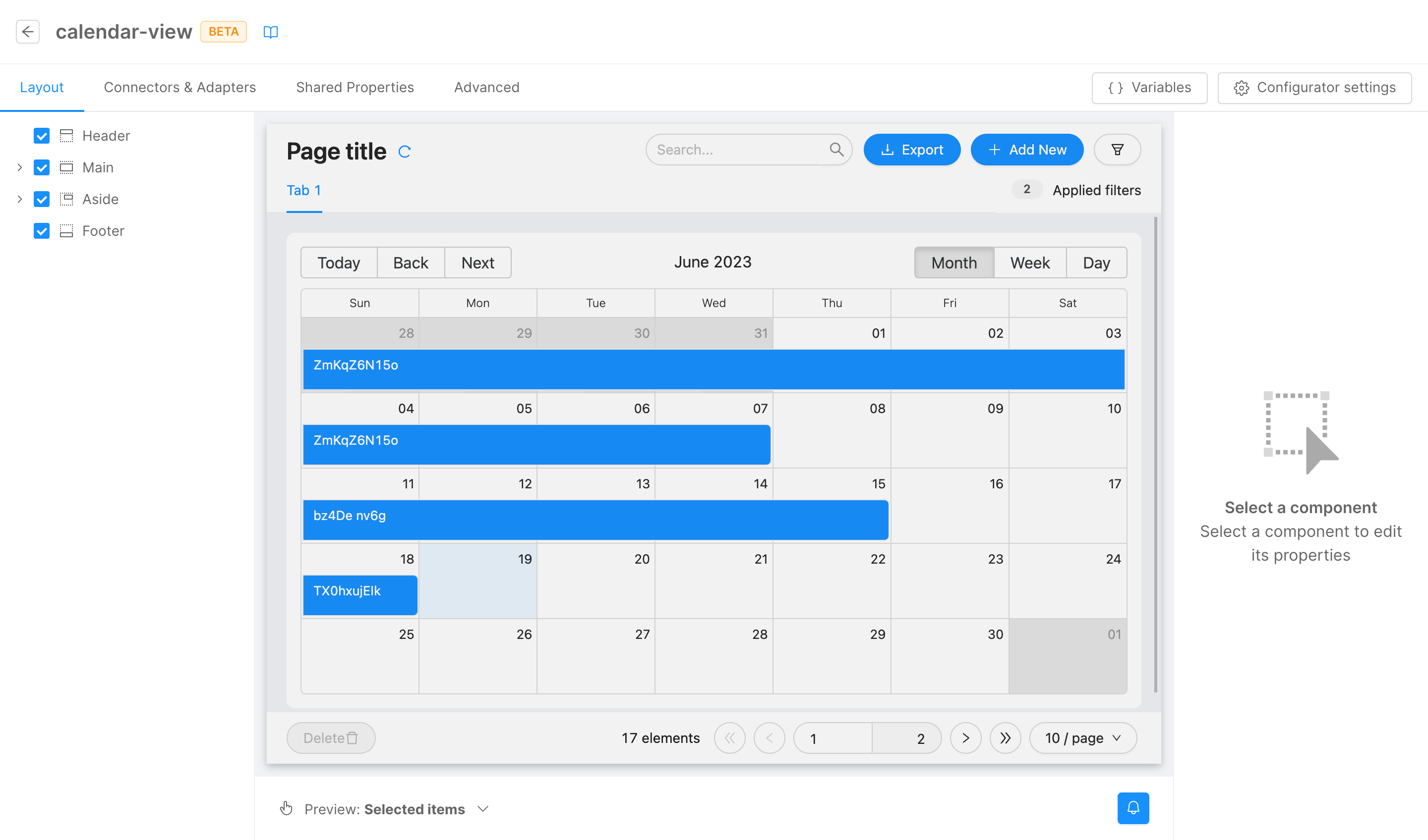 Calendar view template