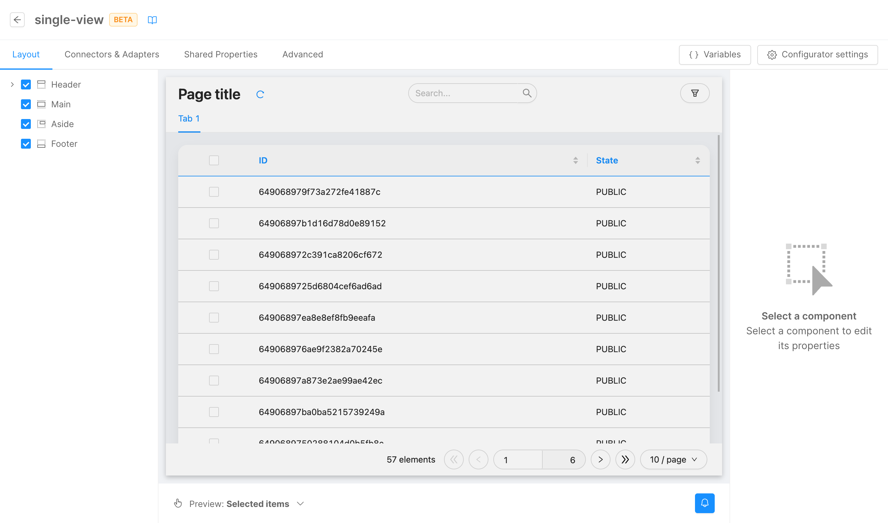 Single view template