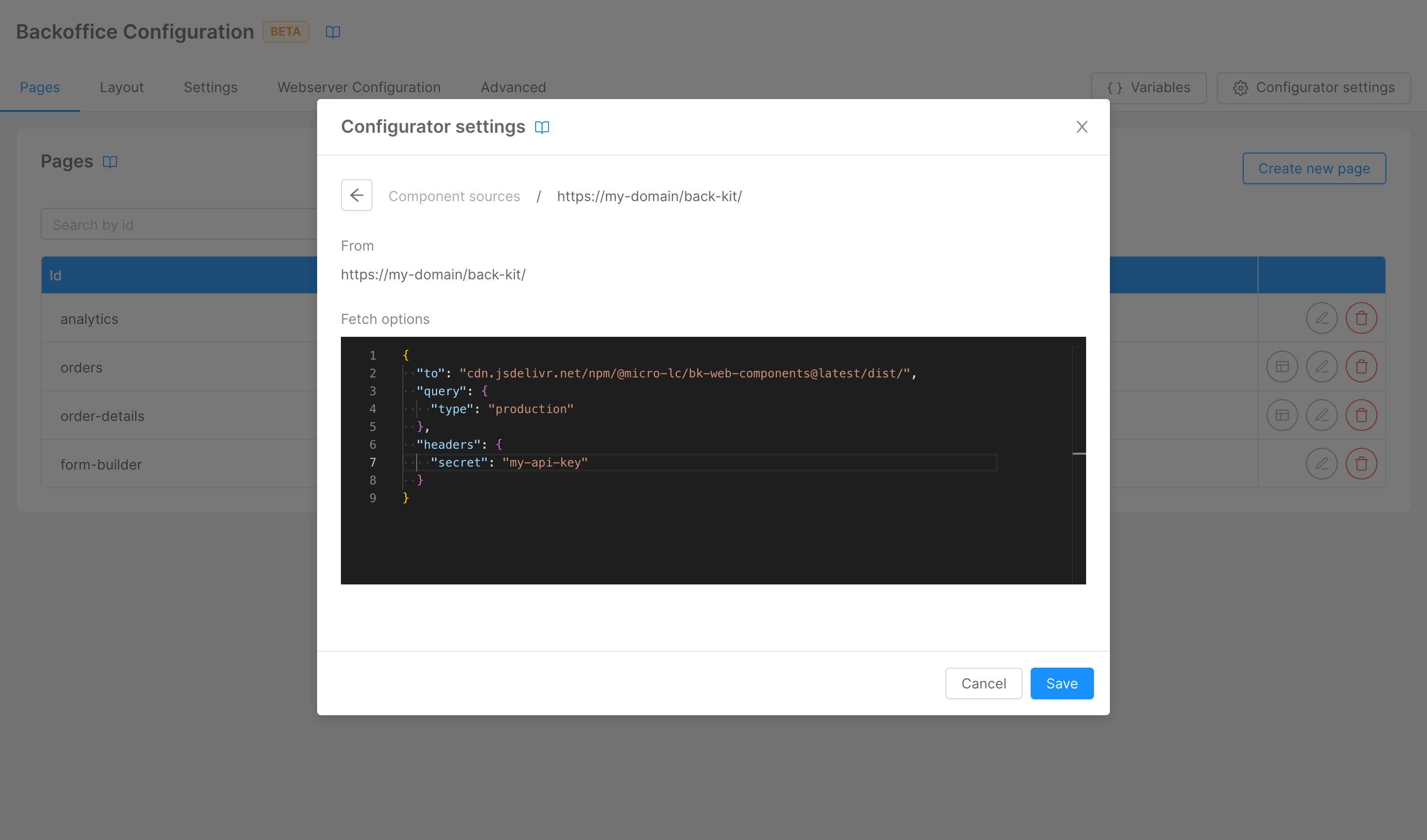 Source map fetch options