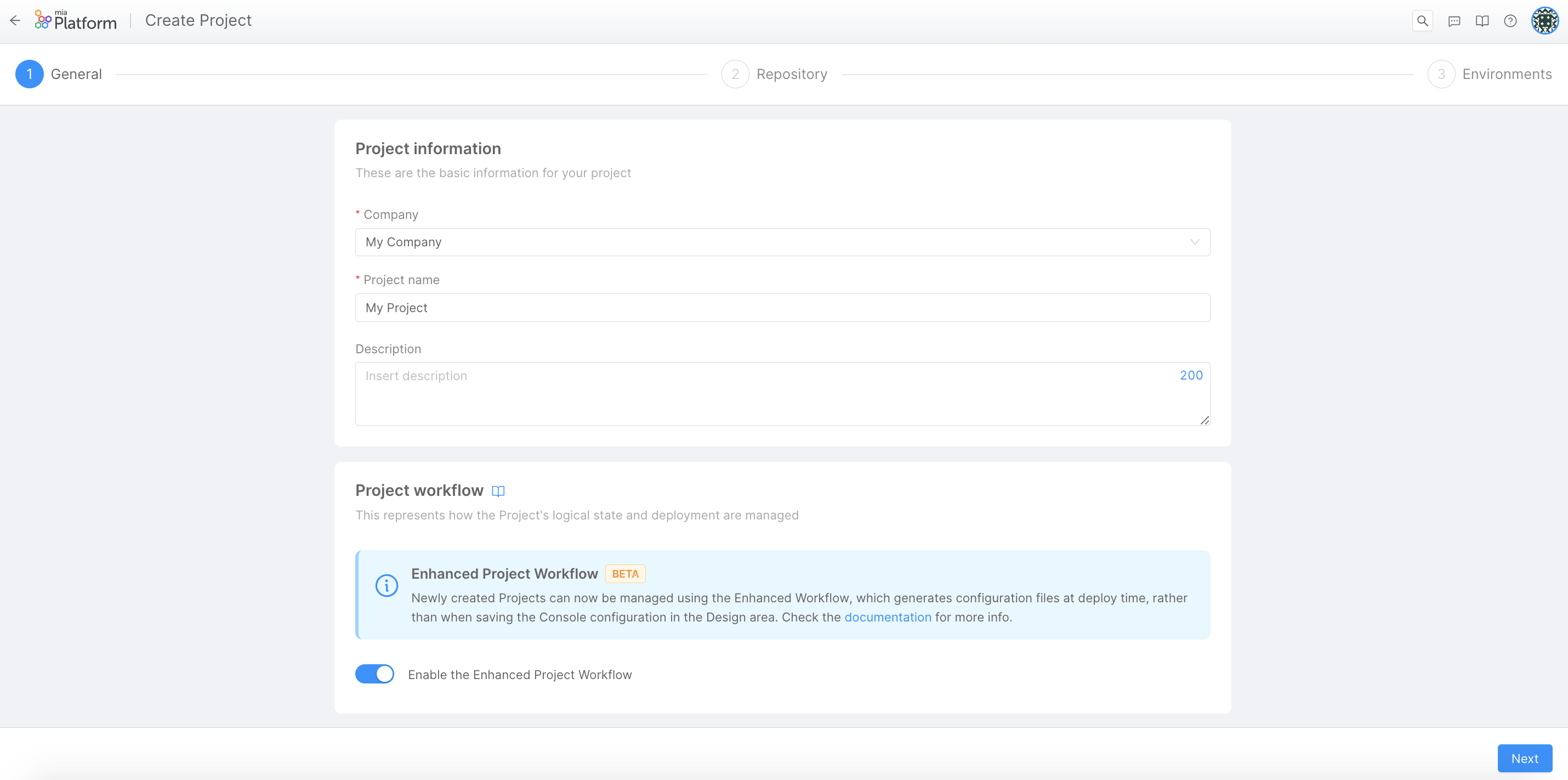 Create Project Enhanced