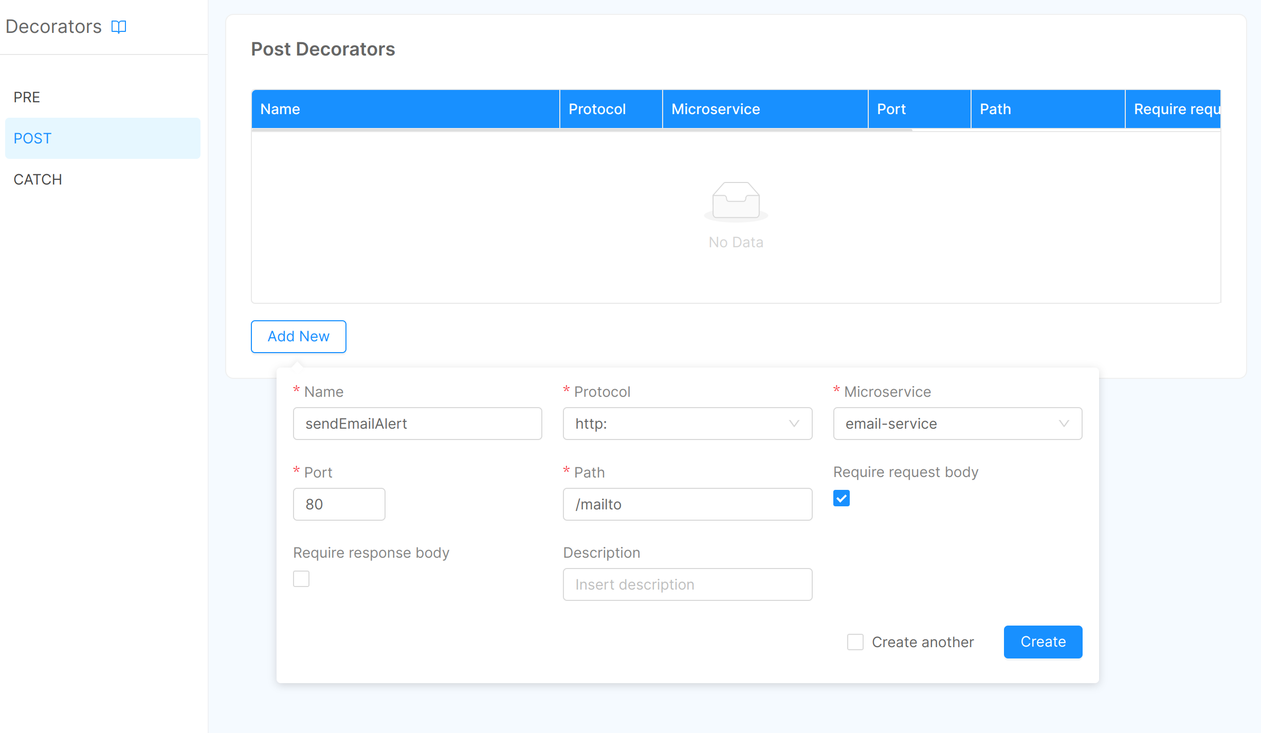 Filled Decorators creation form