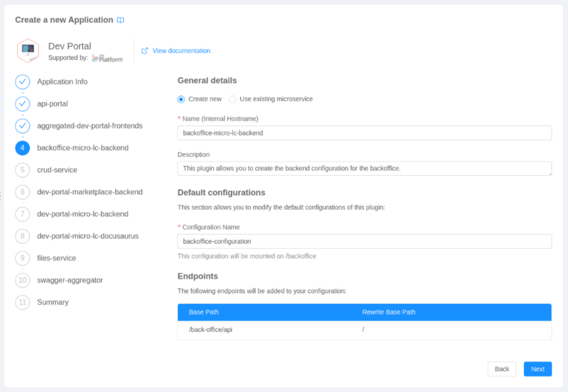 Dev Portal Application Creation
