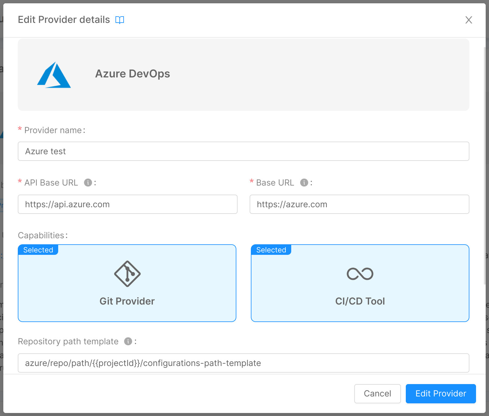 Edit provider details