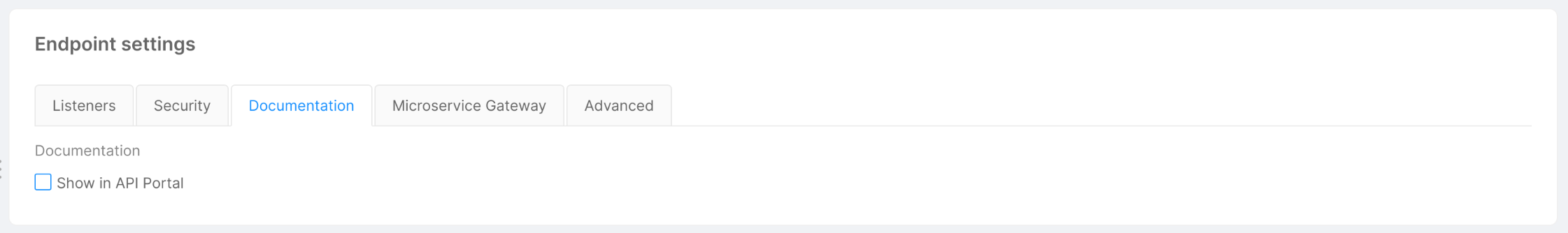 Endpoint settings card - Documentation