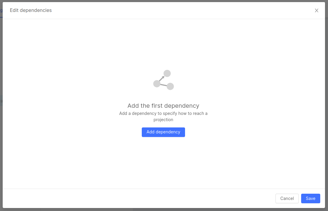 A placeholder is shown in case a join Dependency must be created