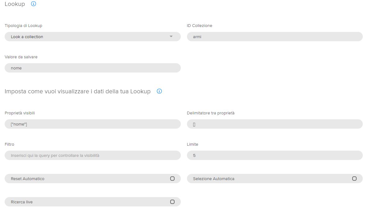 An example of Lookup on the weapons collection