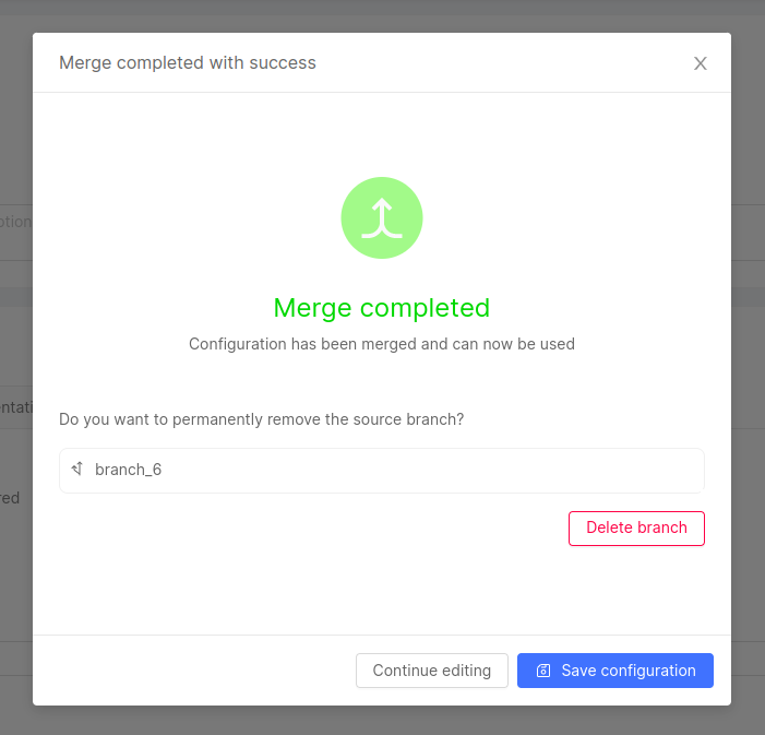 Merge modal sidebar item with change detail