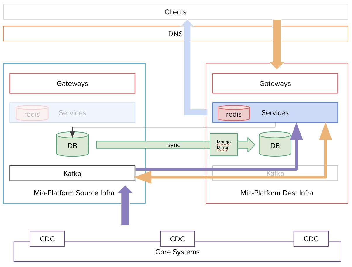 An architectural example of MongoMirror usage