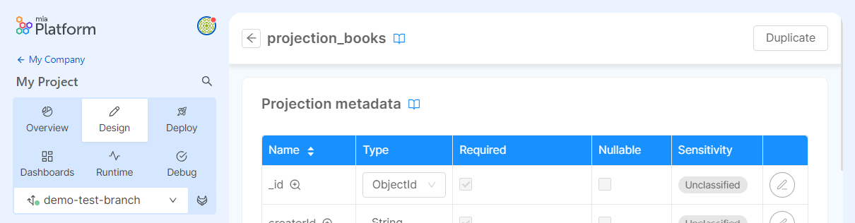 Projection duplicate