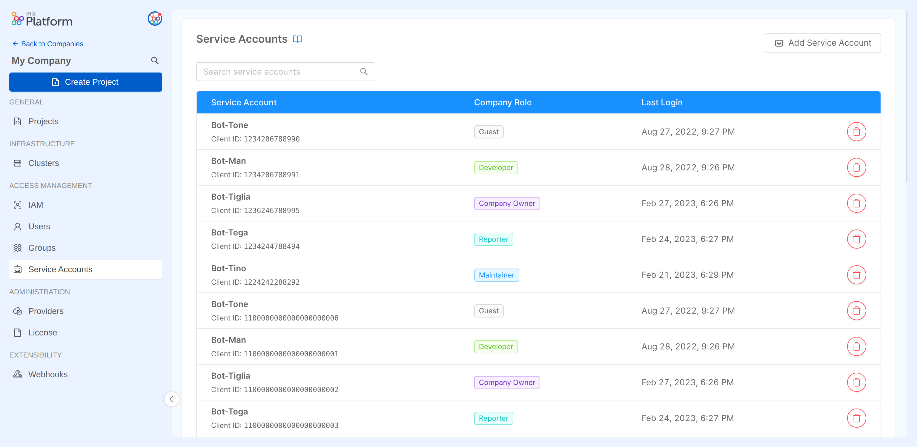 Service accounts portal