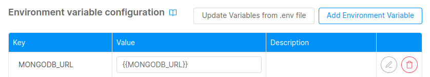 Environment variable configuration service