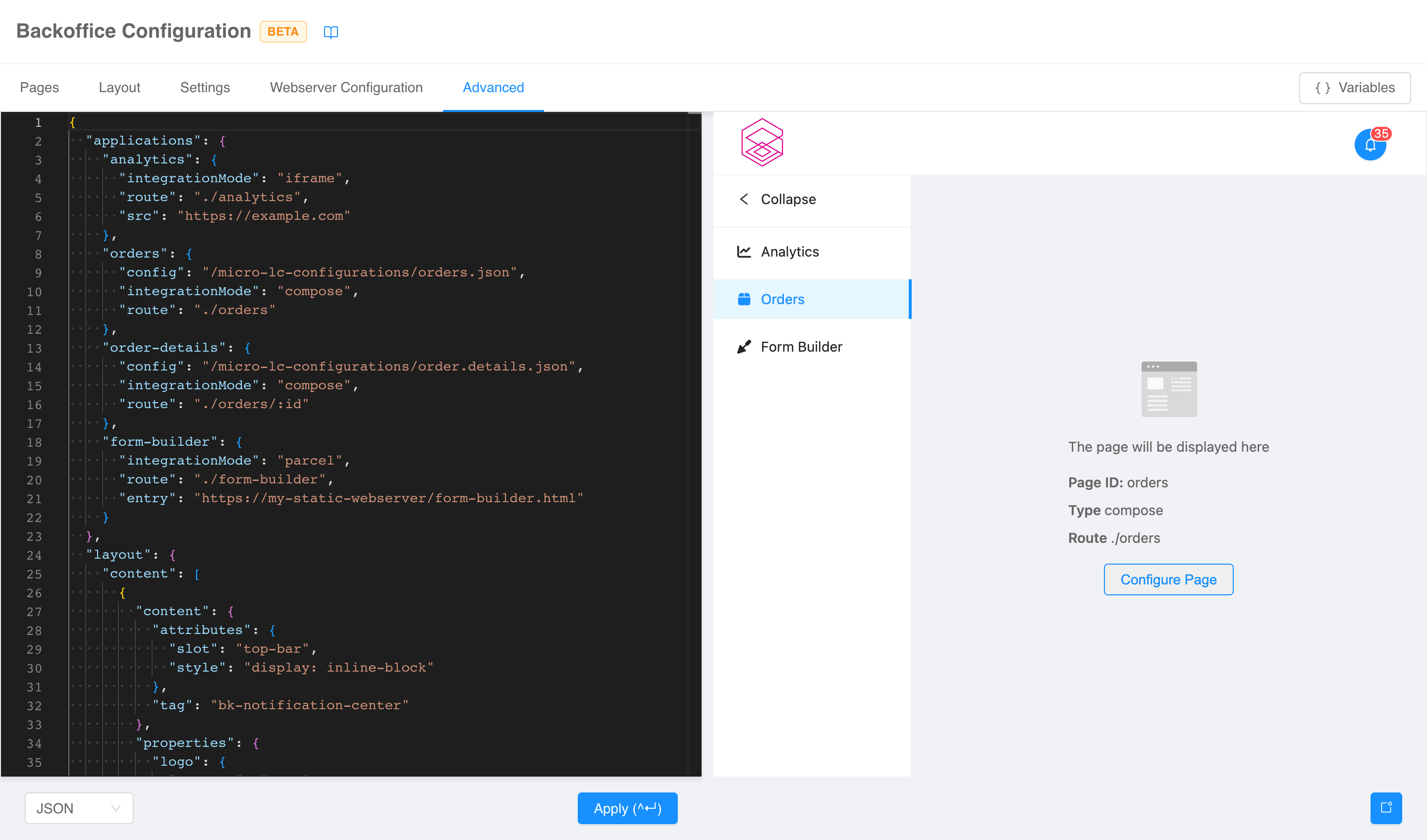 Advanced configuration